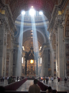 Source: http://commons.wikimedia.org/wiki/File:Crepescular_rays_in_saint_peters_basilica.JPG