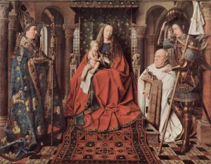 Madonna and Child with Canon Joris van der Paele by Jan van Eyck, 1436. 